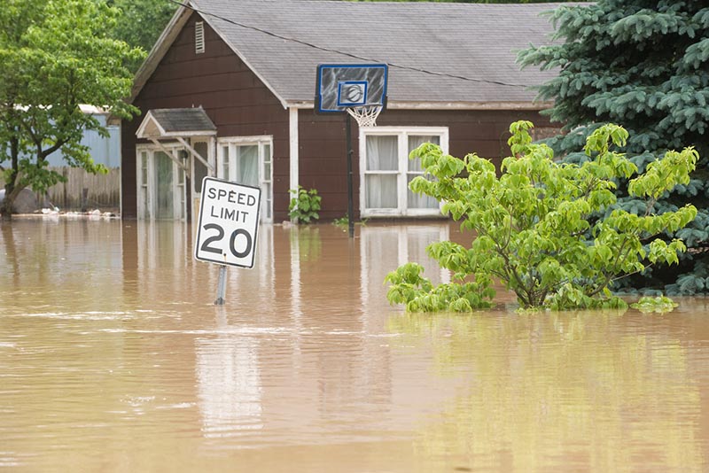 A home suffers significant flooding.