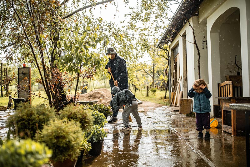 A homeowner and his kids face spring flooding